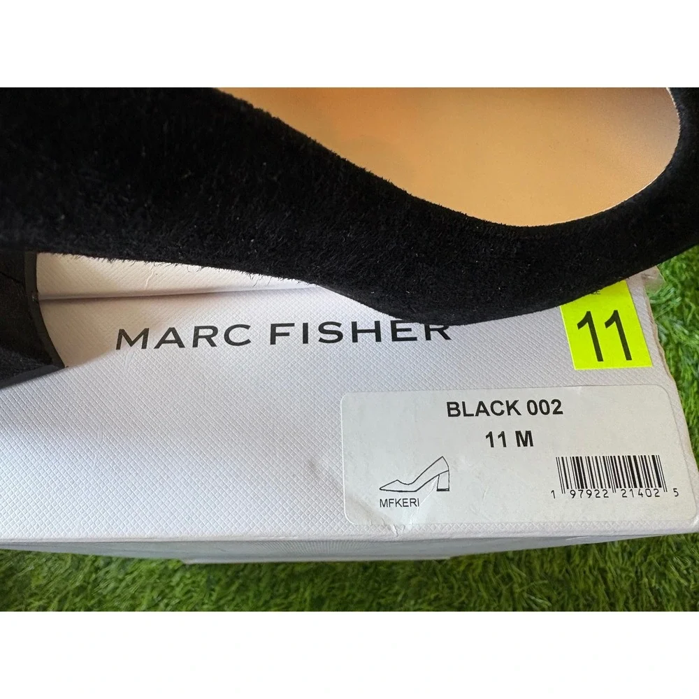 Marc Fisher Keri Black Suede Block Heel Pointed Toe Pumps Size 11M